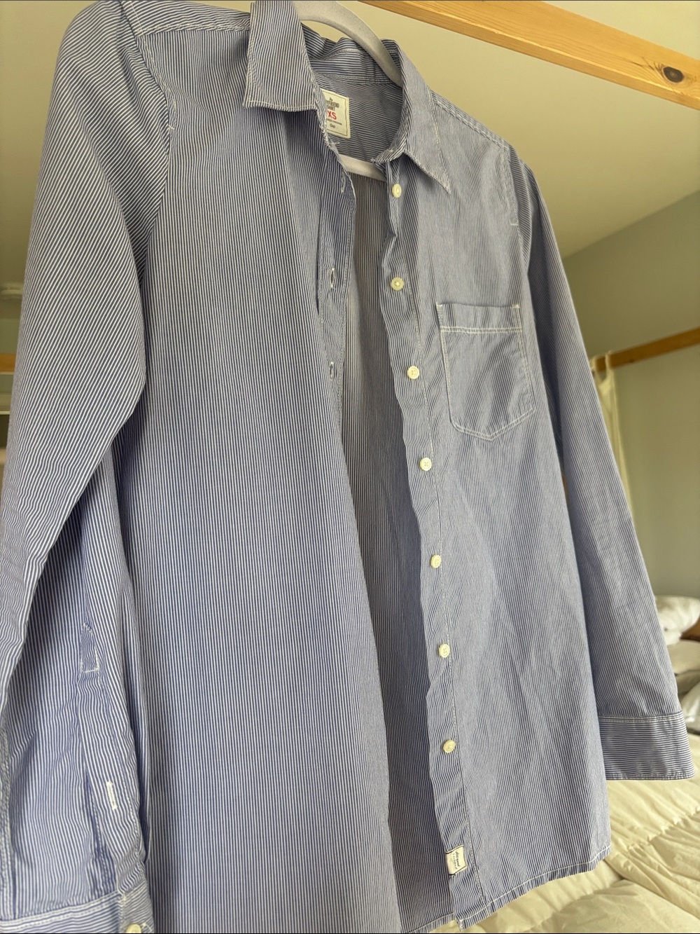 GAP Women's Blue Pinstripe Button-Down Shirt